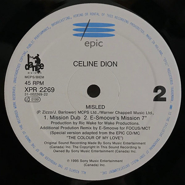 Céline Dion : Misled (E-Smoove Mixes) (12", Single, Promo)
