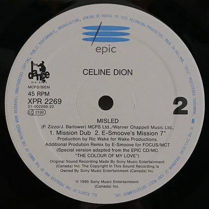 Céline Dion : Misled (E-Smoove Mixes) (12", Single, Promo)