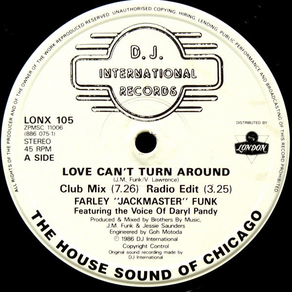 Farley "Jackmaster" Funk & Jesse Saunders : Love Can't Turn Around (12")