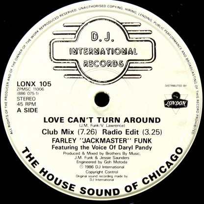 Farley "Jackmaster" Funk & Jesse Saunders : Love Can't Turn Around (12")