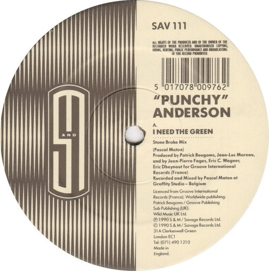 Punchy Anderson : I Need The Green (12")