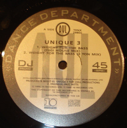 Unique 3 : Weight For The Bass / Musical Melody (12", Promo)