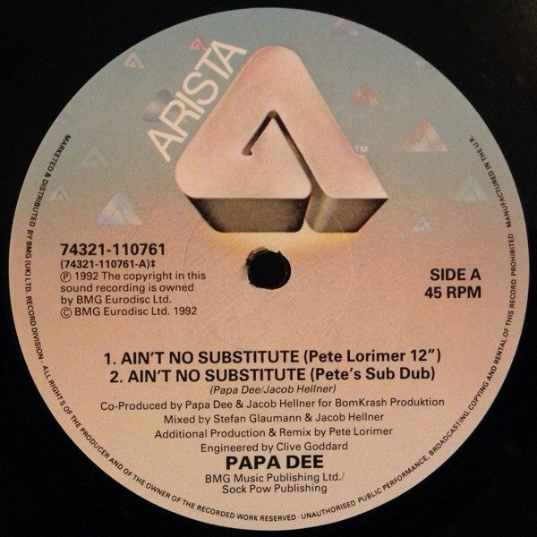 Papa Dee : Ain't No Substitute (12", Single)
