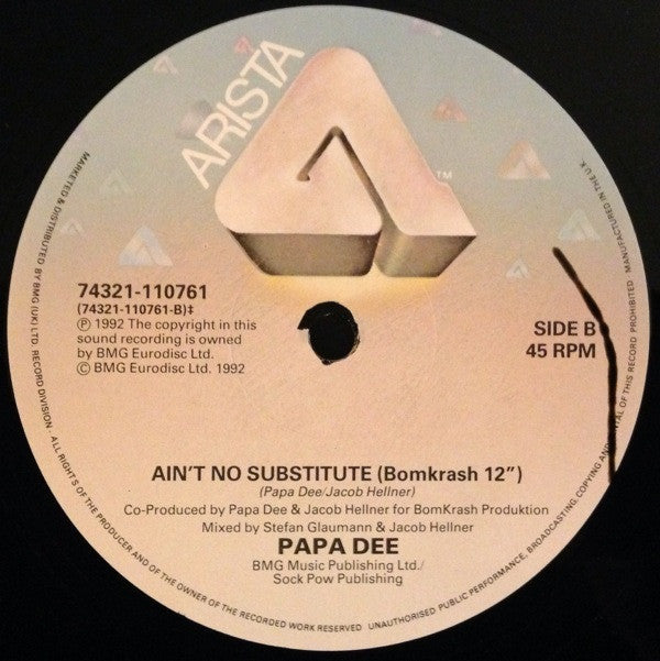 Papa Dee : Ain't No Substitute (12", Single)