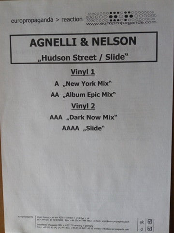 Agnelli & Nelson : Hudson Street (2x12", Promo, Gat)