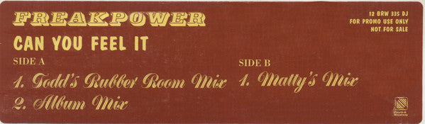 Freakpower* : Can You Feel It (12", Promo)