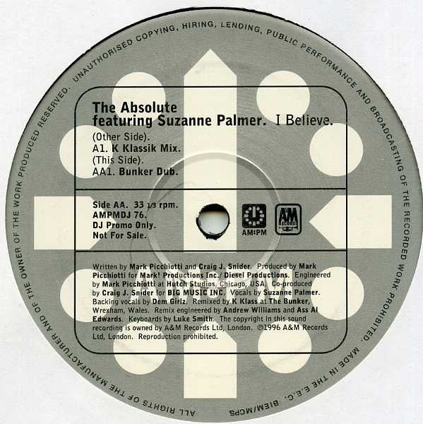 The Absolute : I Believe (The K Klass Mixes) (12", Promo)