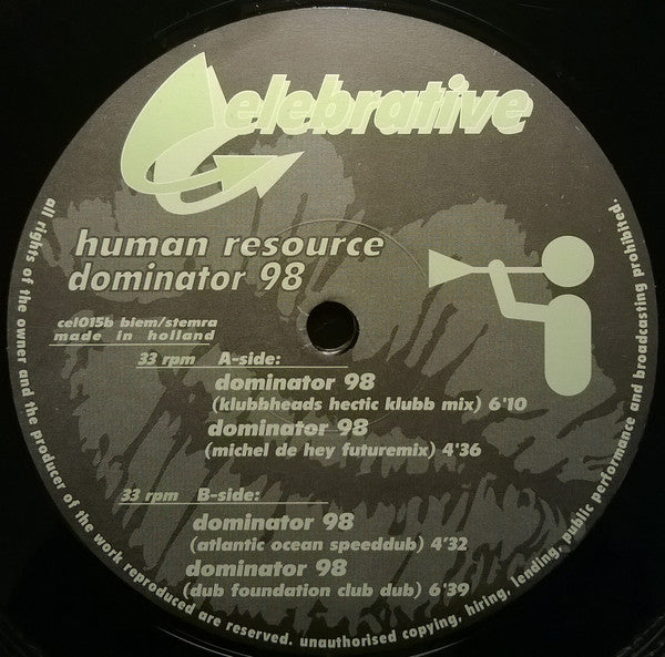 Human Resource : Dominator 98 - The Official Remixes Vol. 2 (12")