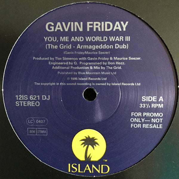 Gavin Friday : You Me and World War Three (12", Promo)