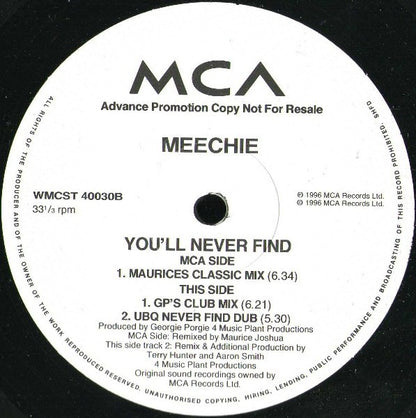 Meechie : You'll Never Find (12", Promo)