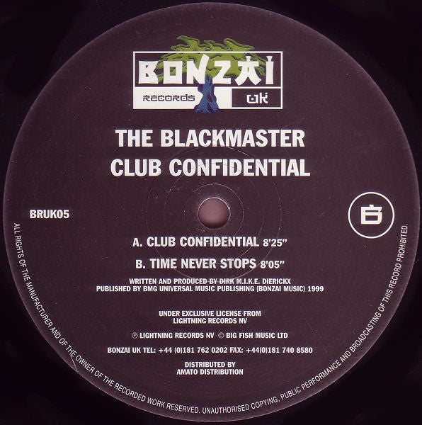 The Blackmaster : Club Confidential (12")