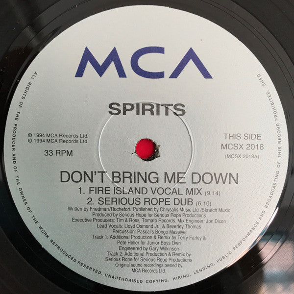 Spirits : Don't Bring Me Down (12", Single, 2/2)