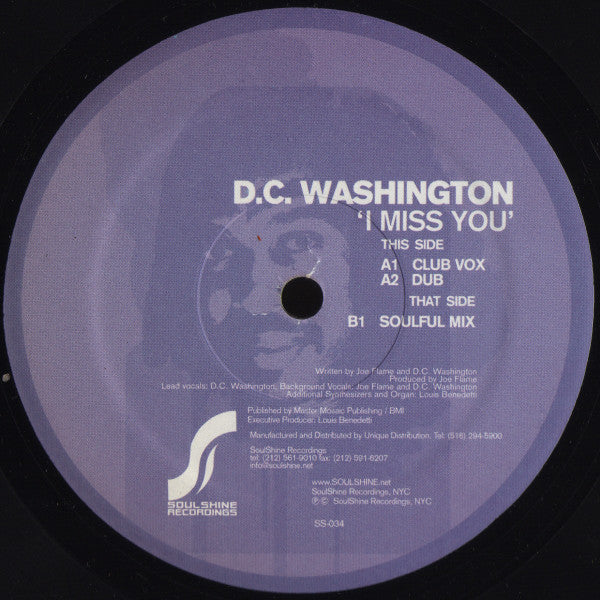 D.C. Washington : I Miss You (12")