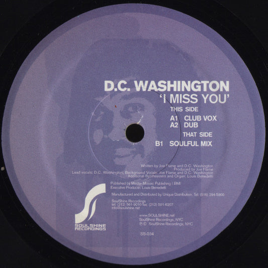 D.C. Washington : I Miss You (12")
