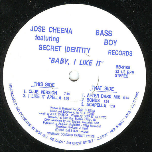 Jose Cheena Featuring Secret Identity : Baby, I Like It (12")