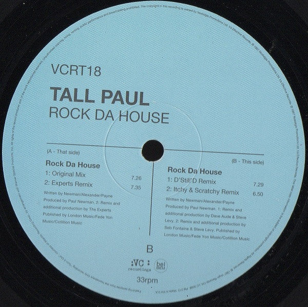 Tall Paul : Rock Da House (12")