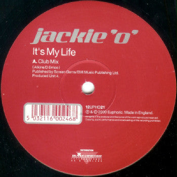 Jackie 'O' : It's My Life / I Try (12")