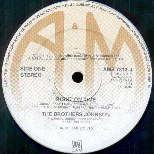 Brothers Johnson : Right On Time / Dancin' & Prancin' (12", Single, Ltd)