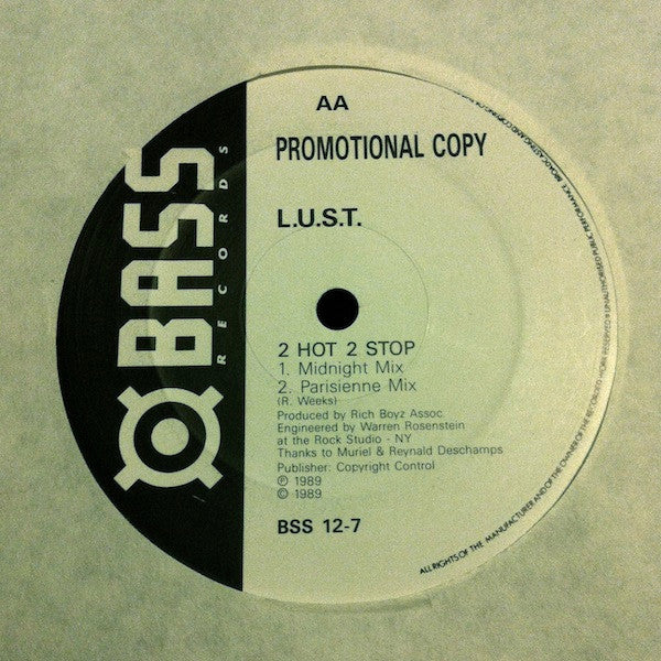 L.U.S.T. : 2 Hot 2 Stop (12", Promo)