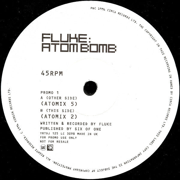 Fluke : Atom Bomb (2x12", Promo)