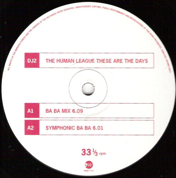 The Human League : These Are The Days (12", Promo, DJ2)