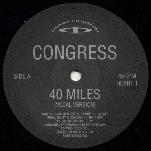 Congress : 40 Miles / Better Grooves (12", Bla)