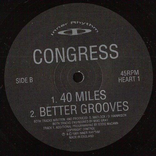Congress : 40 Miles / Better Grooves (12", Bla)