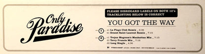Only Paradise : You Got The Way (2x12", Promo)
