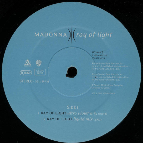 Madonna : Ray Of Light (12", Maxi)