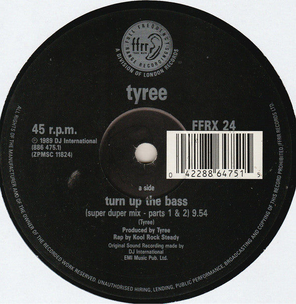 Tyree* : Turn Up The Bass (12", EMI)