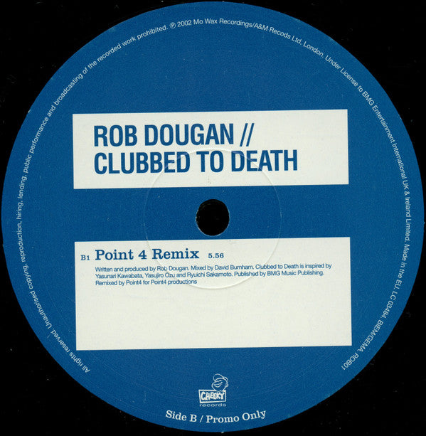 Rob Dougan : Clubbed To Death (12", Promo)