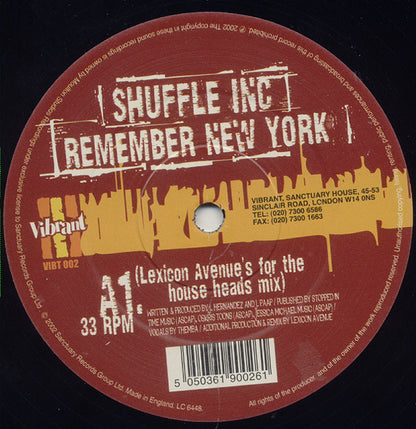 Shuffle Inc* : Remember New York (Lexicon Avenue Mixes) (12")