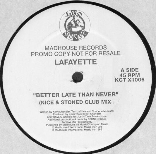 Lafayette : Better Late Than Never (12", Promo)