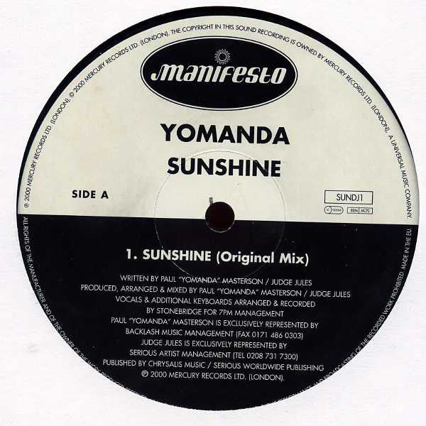 Yomanda : Sunshine (12", Promo)