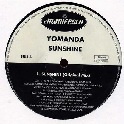 Yomanda : Sunshine (12", Promo)