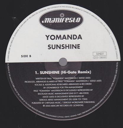 Yomanda : Sunshine (12", Promo)