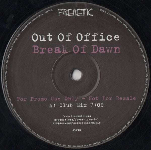 Out Of Office : Break Of Dawn (12", Promo)