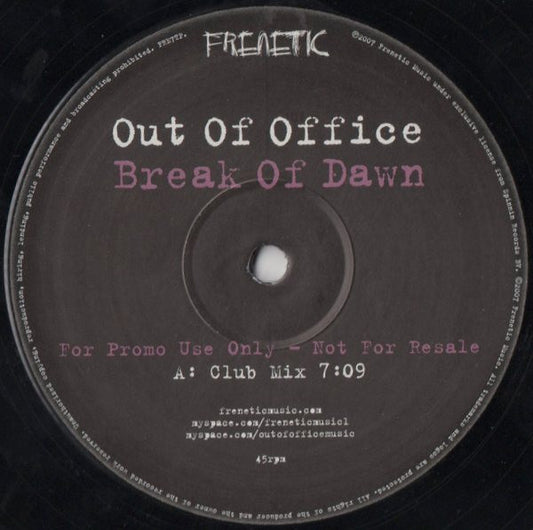 Out Of Office : Break Of Dawn (12", Promo)