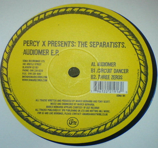 Percy X Presents: The Separatists : Audiomer E.P. (12", EP)