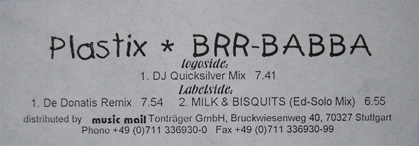 Plastix : Brr-babba (12", Blu)