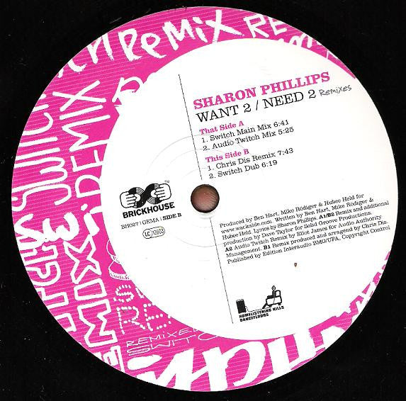 Sharon Phillips : Want 2 / Need 2 (Remixes) (12")