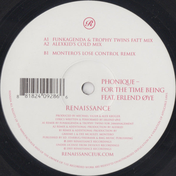 Phonique Feat. Erlend Øye : For The Time Being (12")