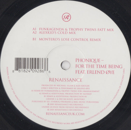 Phonique Feat. Erlend Øye : For The Time Being (12")
