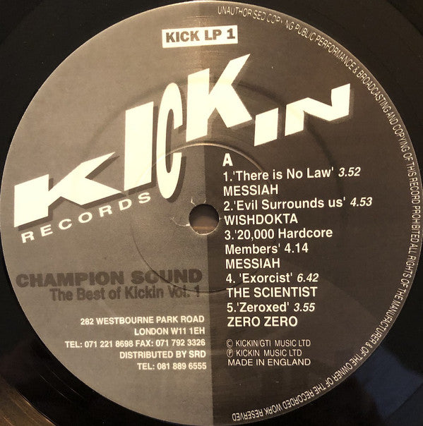 Various : Champion Sound (The Best Of Kickin Records Volume One) (LP, Comp + 12")