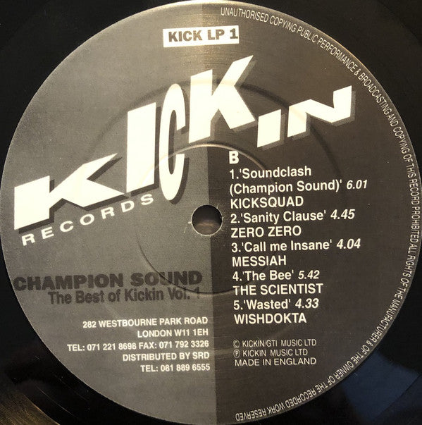 Various : Champion Sound (The Best Of Kickin Records Volume One) (LP, Comp + 12")