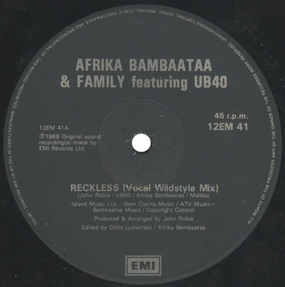 Afrika Bambaataa & Family Featuring UB40 : Reckless (Vocal Wildstyle Mix) (12")