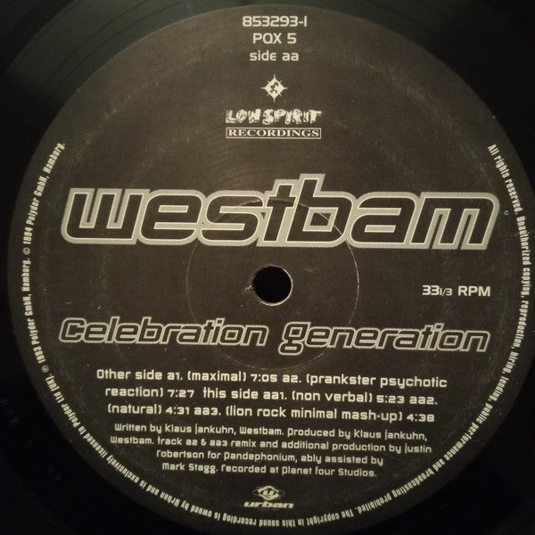 Westbam : Celebration Generation (12", Single)