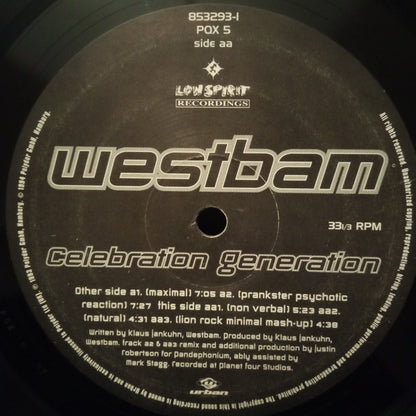 Westbam : Celebration Generation (12", Single)