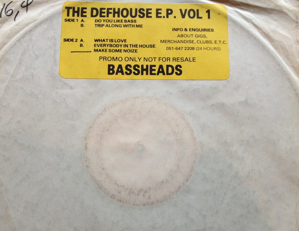 Bassheads : The Defhouse EP Vol 1 (12", EP, Promo, W/Lbl)