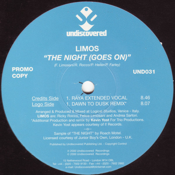 Limos : The Night (Goes On) (12", Promo)